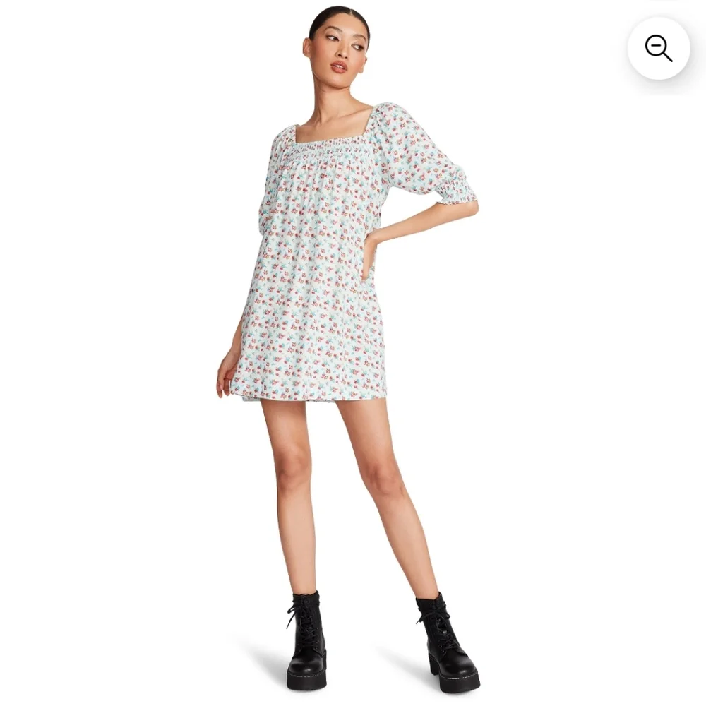 Betsey Johnson Floral Smocked Mini Dress - Picture 1 of 8